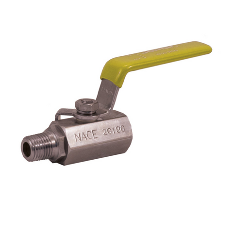 Jomar 500-099 1/4" FIP x 1/4" MIP Stainless Steel Ball Valve 1 Piece / 2 Piece, Full Port, Threaded Connection, Mini Valves, 1000 WOG - Carton of 10