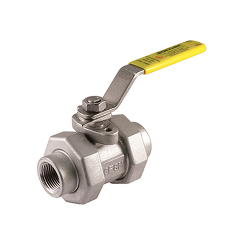 Jomar100-984 3/4 Inch Stainless Steel Ball Valve 5 Piece, Full Port, Double Union End, Threaded Connection, 3000 WOG