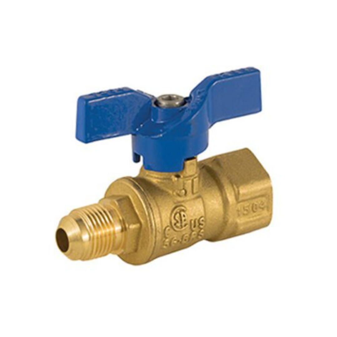 Jomar 101-513 1/2 Inch FIP x 1/2 Inch FL 2 Piece Gas Ball Valve, 600 WOG with Teardrop Handle - Carton of 14