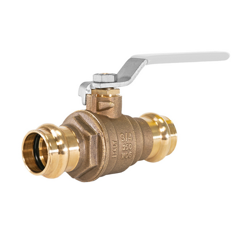 Jomar 100-203G 1/2 Inch Lead Free Brass Ball Valve, 2 Piece, Full Port, Press Connection, 250 WOG - Carton of 10