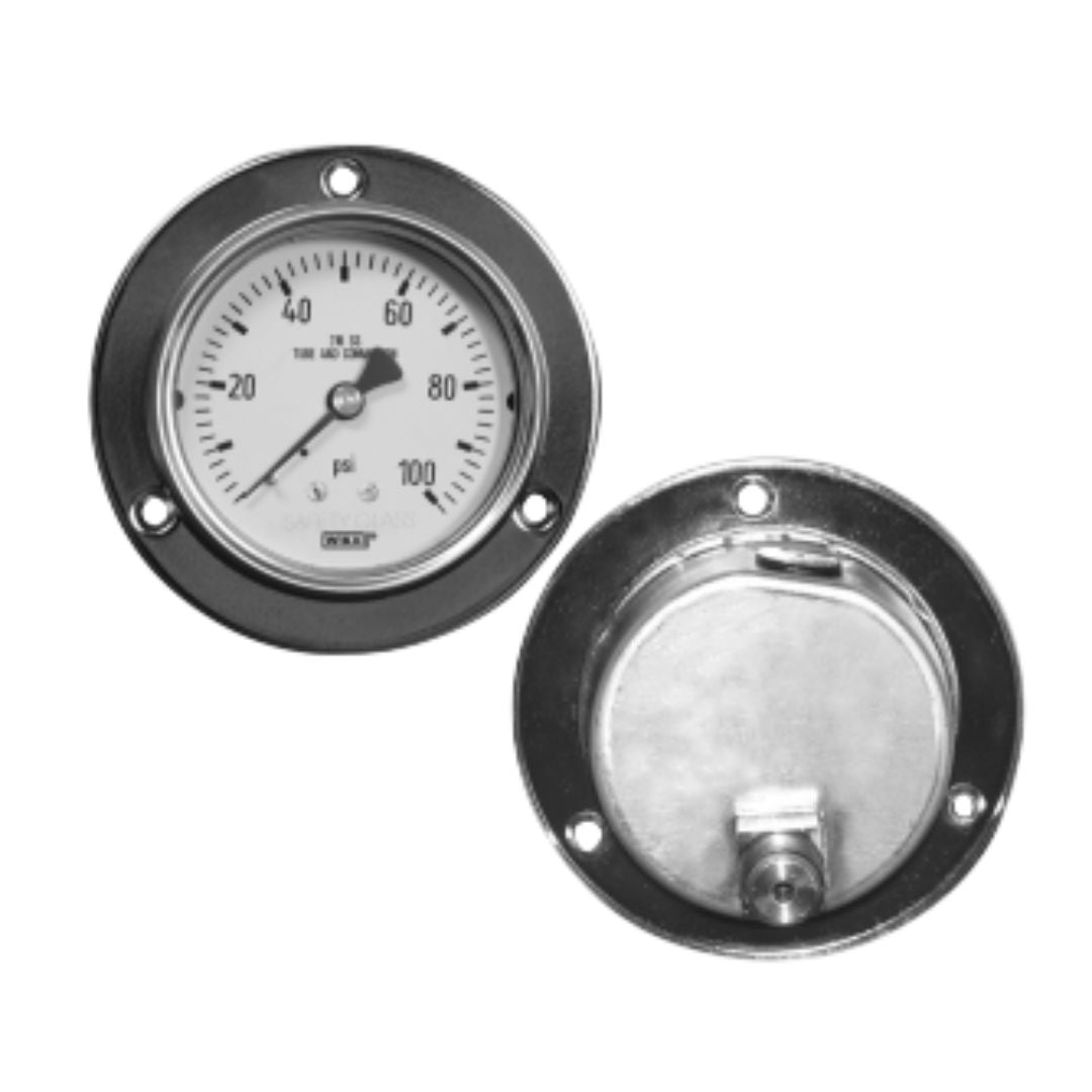 Front and back view of WIKA 233.55 Bourdon Tube Pressure Gauge