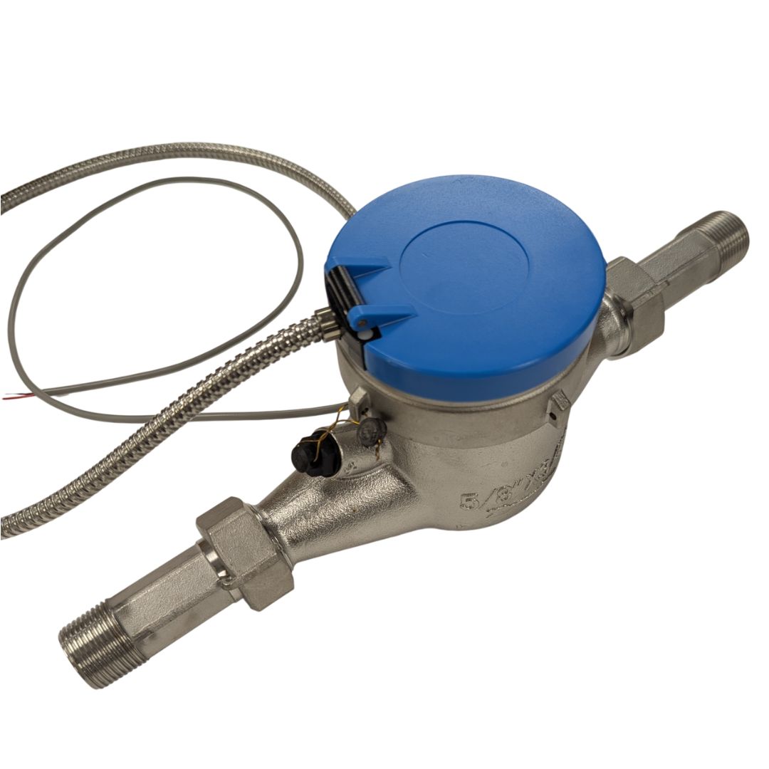 3/4" NSF Certified Stainless Steel Totalizing Water Meter with Cover Closed