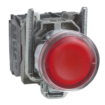 Schneider XB4BW34G5 Red Lens Illuminated Push Button, Harmony XB4, Metal, 22mm, Universal Led, 1no+1nc, 120vac