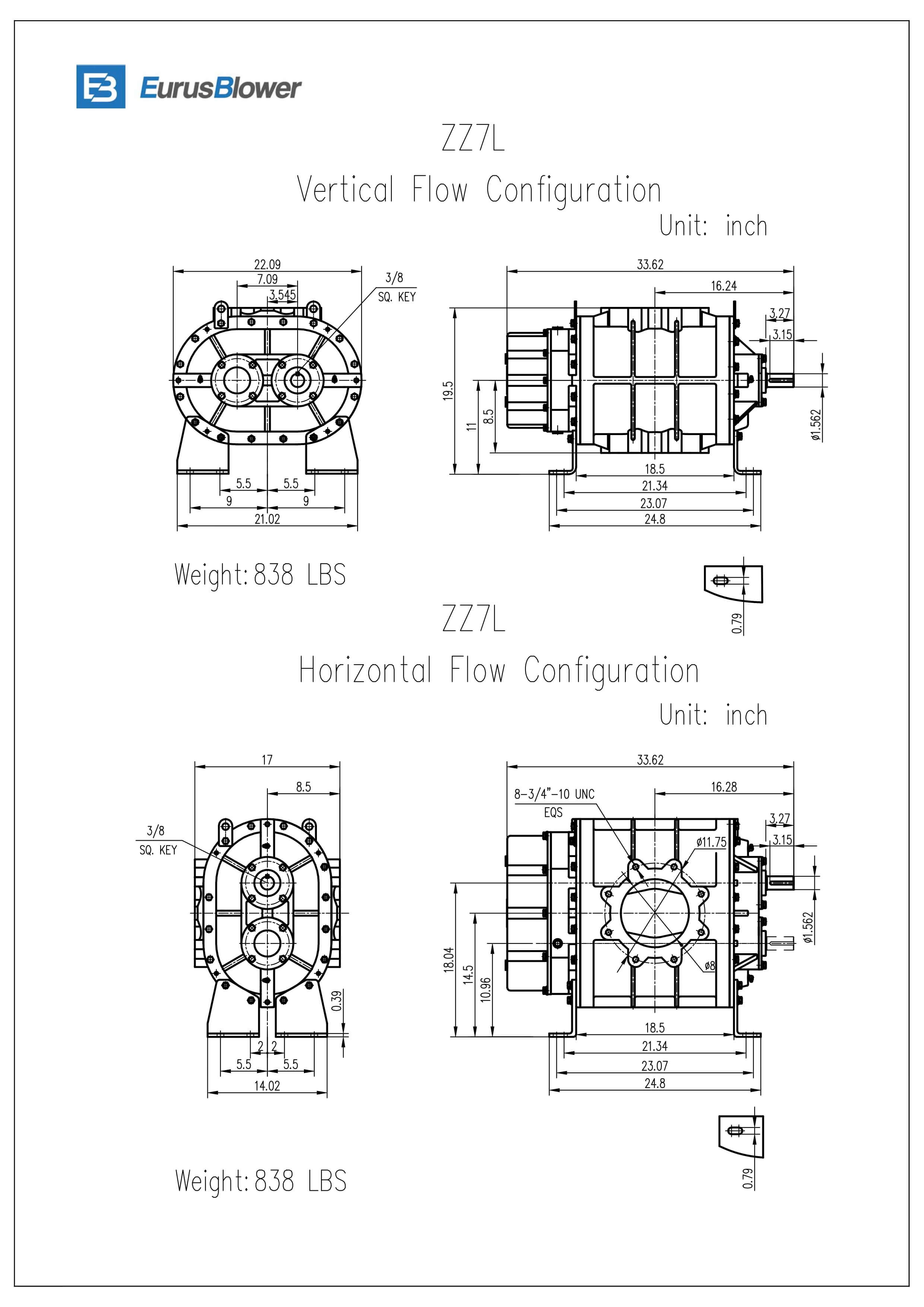 Eurus ZZ7L Positive Displacement Blower