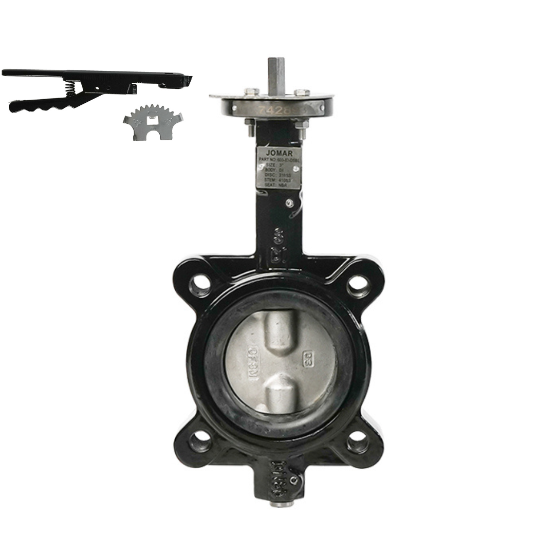 Jomar 600-212DSEL 2-1/2 Inch Lug Style Butterfly Valve, Epoxy-Coated Ductile Iron Body, Stainless Steel Disc, EPDM Seat, Lever Handle