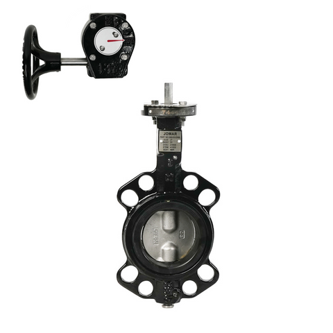 Jomar 900-020DSBG 20 Inch Wafer Style Butterfly Valve, Epoxy-Coated Ductile Iron Body, Stainless Steel Disc, BUNA-N Seat, Gear Operator