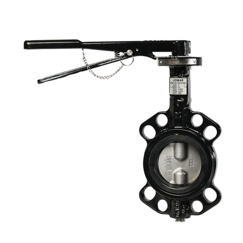 Jomar 900-212DSPL 2-1/2 Inch Wafer Style Butterfly Valve, Epoxy-Coated Ductile Iron Body, Stainless Steel Disc, PTFE Seat, Lever Handle