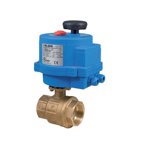 Bonomi 8E064-00 2-Way Brass NPT Ball Valve with Plastic On/Off Electric Actuator, 100-240V