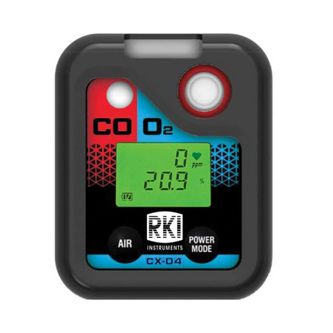 RKI Instruments CX-04 Single Gas Monitor, Carbon Monoxide (CO) 0-2,000 ppm and Oxygen (O2) 0-25%, 73-0069