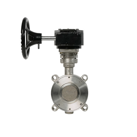 Jomar 600-04H1SSRG 4 Inch Lug Style High Performance Butterfly Valve, Stainless Steel Body, Dual Offset Stainless Steel Disc with RPTFE Seat and Gear Operator, Class 150