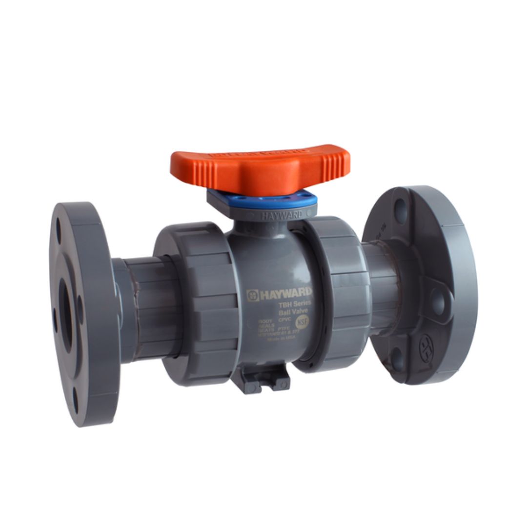 Hayward 6 Inch TBH Series PVC True Union Ball Valve, FPM Seals, Flanged