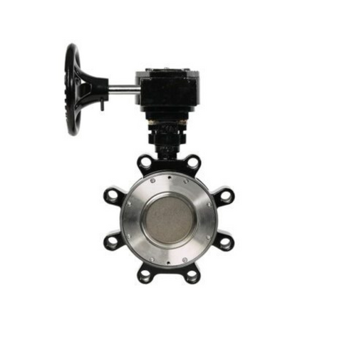 Jomar 600-012H3CSRG 12 Inch Lug Style High Performance Butterfly Valve, Epoxy Coated Carbon Steel Body, Dual Offset Stainless Steel Disc with RPTFE Seat and Gear Operator, Class 300