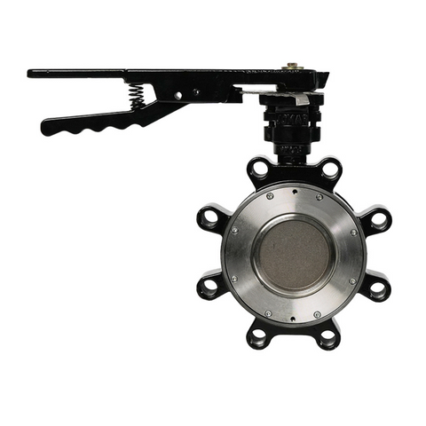 Jomar 600-03H3CSRL 3 Inch Lug Style High Performance Butterfly Valve, Epoxy Coated Carbon Steel Body, Dual Offset Stainless Steel Disc with RPTFE Seat and Lever Handle, Class 300