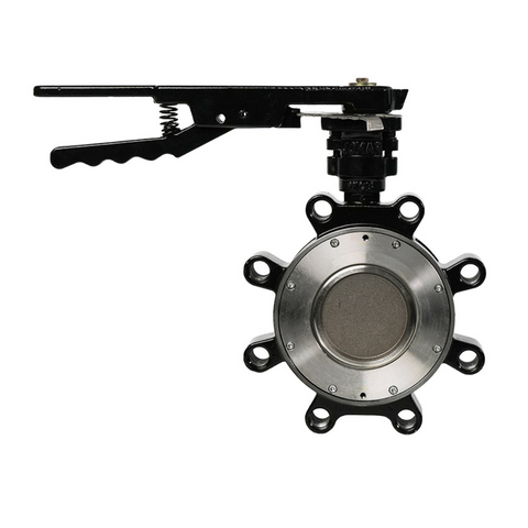 Jomar 600-04H3SSRL 4 Inch Lug Style High Performance Butterfly Valve, Stainless Steel Body, Dual Offset Stainless Steel Disc with RPTFE Seat and Lever Handle, Class 300