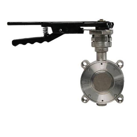 Jomar 600-06H1SSRL 6 Inch Lug Style High Performance Butterfly Valve, Stainless Steel Body, Dual Offset Stainless Steel Disc with RPTFE Seat and Lever Handle, Class 150