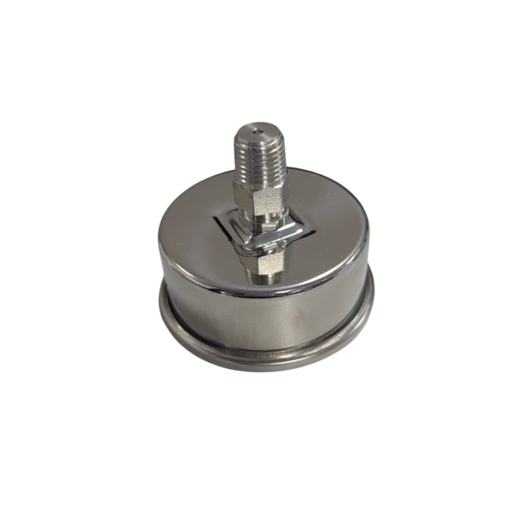 PRM 304 Stainless Steel Pressure Gauge with Stainless Steel Internals, 0-100 PSI/0-7 BAR, 2-1/2 Inch Dial, Dry Gauge for Oxygen Use, Includes Mounting Hardware