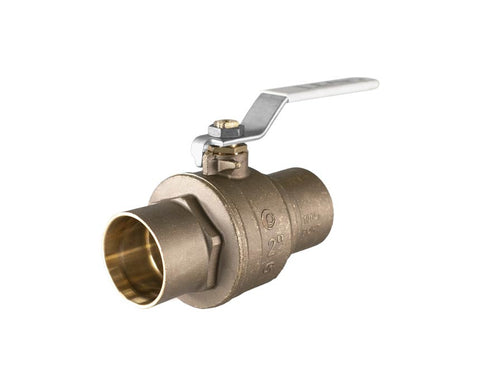 Jomar 100-417G 1-1/2 Inch Lead Free Brass Ball Valve, 2 Piece, Full Port, Solder Connection, 600 WOG