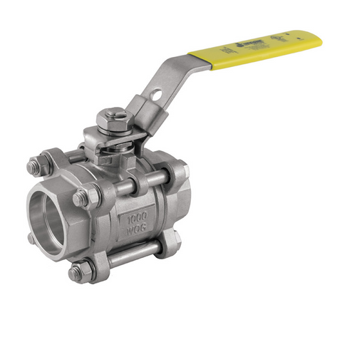 Jomar 500-348 2 Inch Stainless Steel Ball Valve 3 Piece 4 Bolt, Swing Out Body, Full Port, Socket Weld Connection, 1000 WOG