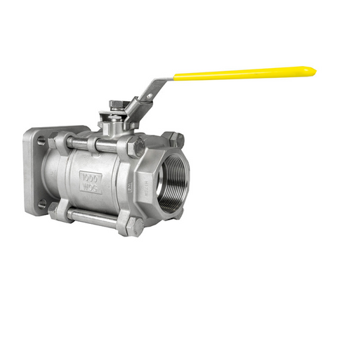 Jomar 500-358 2 Inch Stainless Steel Ball Valve 3 Piece 4 Bolt, Swing Out Body, Full Port, Square Flange x Threaded Connection, 1000 WOG