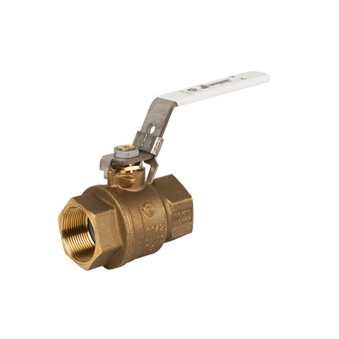 Jomar 100-405GLH 1 Inch Lead Free Brass Ball Valve, 2 Piece, Full Port, Threaded Connection, Latch Lock, 600 WOG - Carton of 6