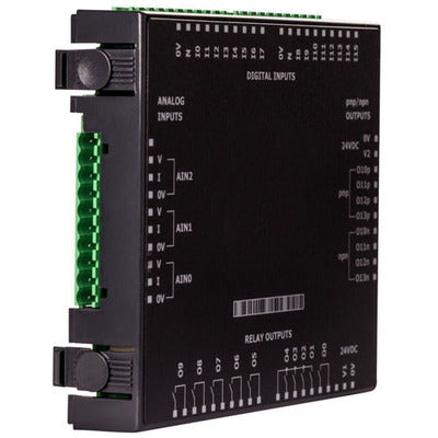 Unitronics V200-18-E1b Snap-in I/O Module, 16 Isolated Digital Inputs, 3 Analog Inputs, 10 Isolated Relay Outputs, 4 Isolated Transistor Outputs, 24vdc