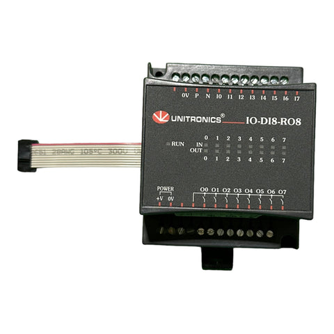 Unitronics IO-D18-R08 I/O Expansion Module, 8 Digital Inputs / 8 Relay Outputs, 24vdc