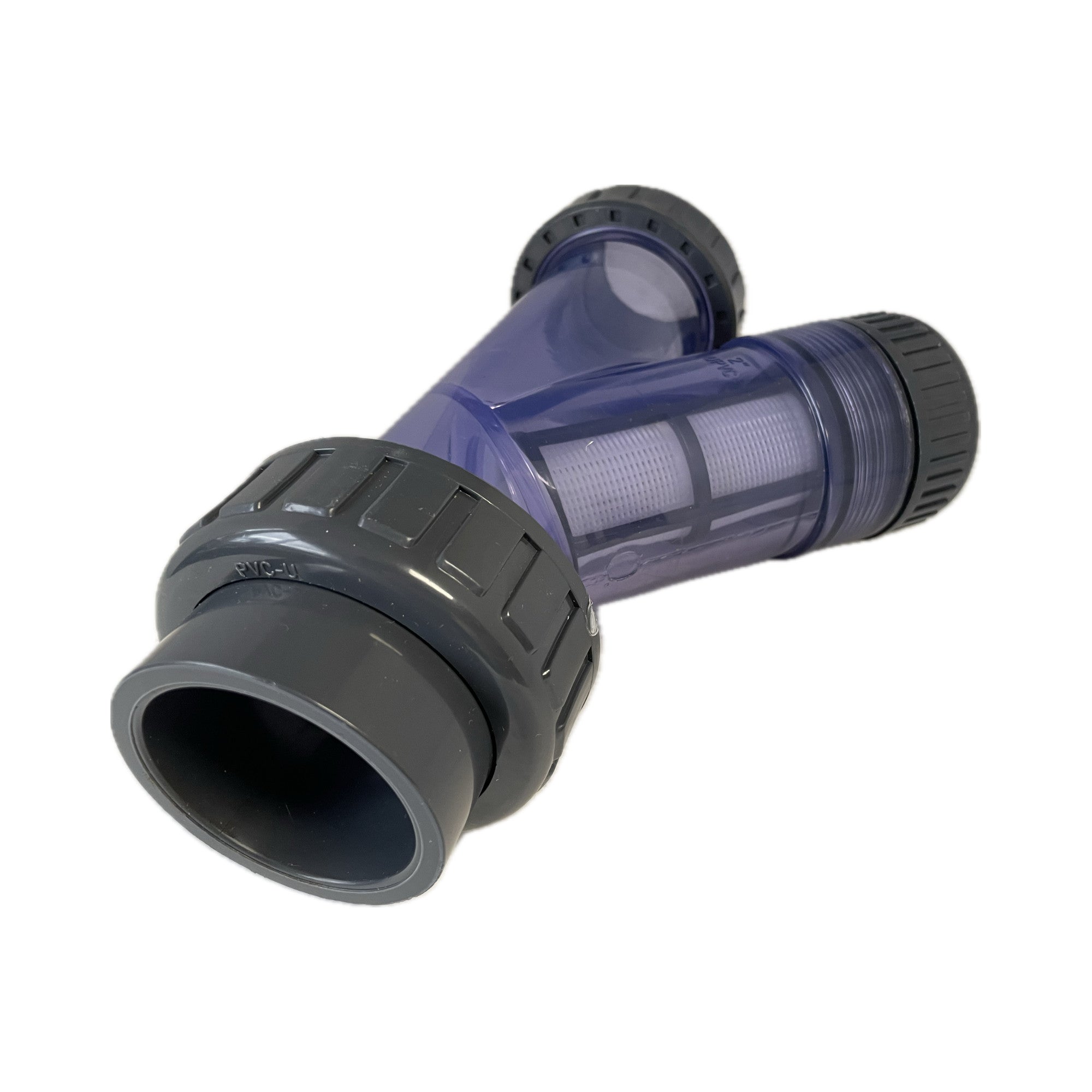 Sch 80 Clear PVC 1-1/4 Inch True Union Y Strainer with Socket Ends
