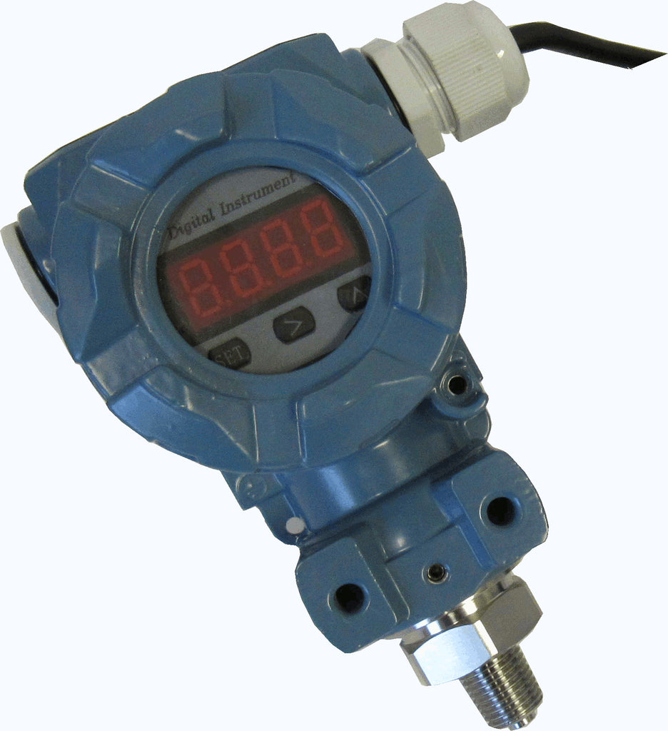 PRM XP Pressure Transmitter with LCD Display, 0-50 PSI, 1/4 Inch MNPT, 316 SS, 4~20 mA, 24 VDC