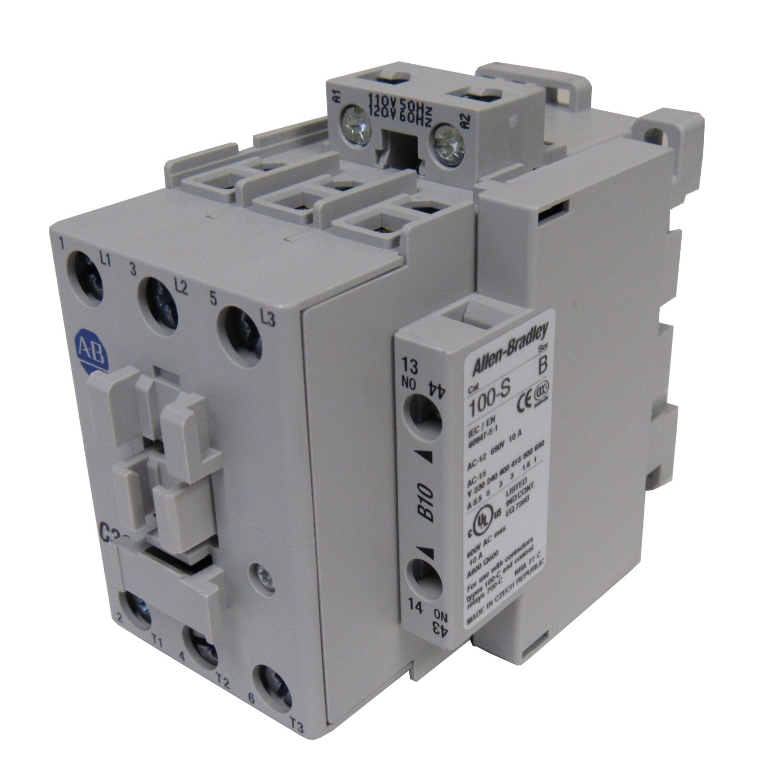 Allen-Bradley 100-C30D10 IEC Standard Contactor, 30 Amp, 120VAC Coil