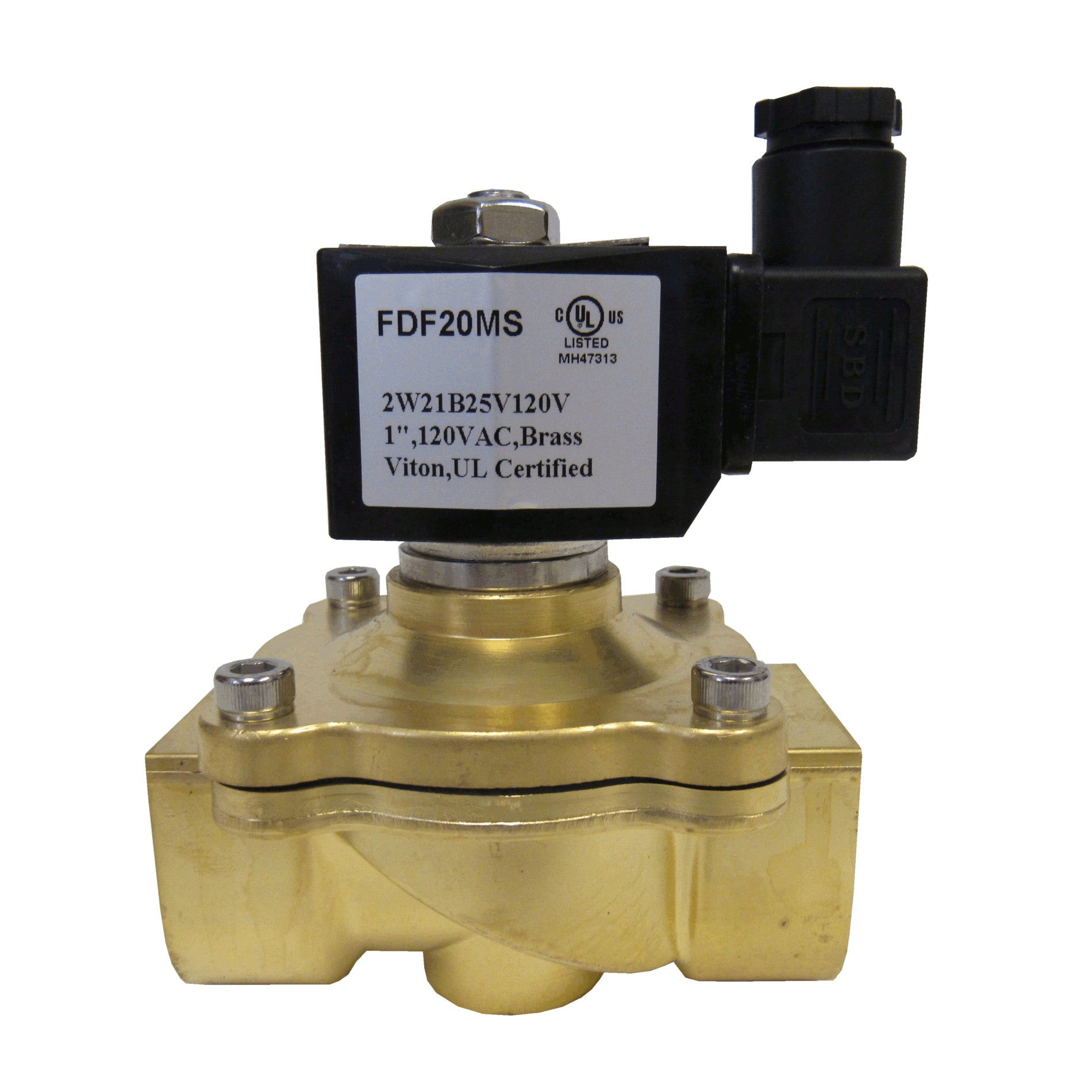 Solenoid Valve, 1 Inch NPT, Brass Body, Zero Differential, 120 VAC Coil