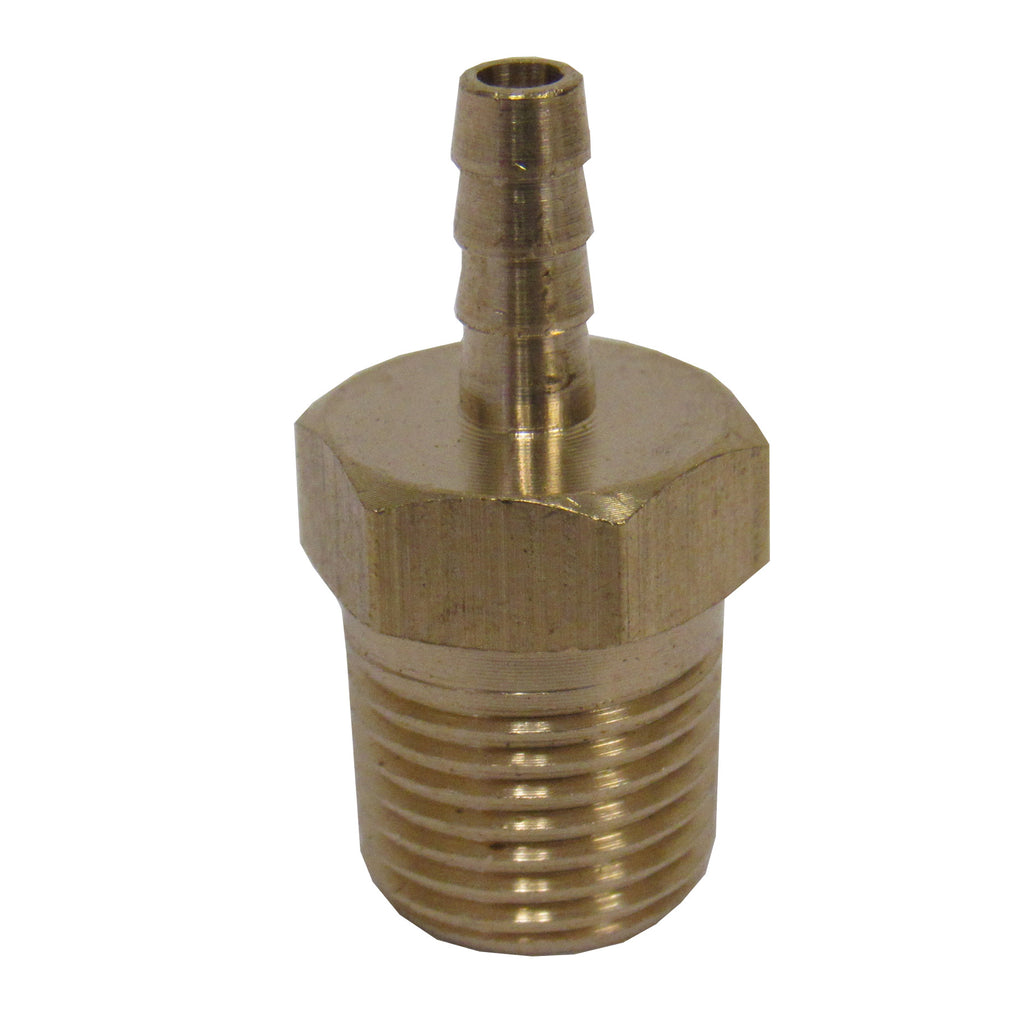 BRASS HOSE BARBS - STRAIGHT FITTING ADAPTERS, MALE NPT X HOSE BARB - 1/2 INCH 