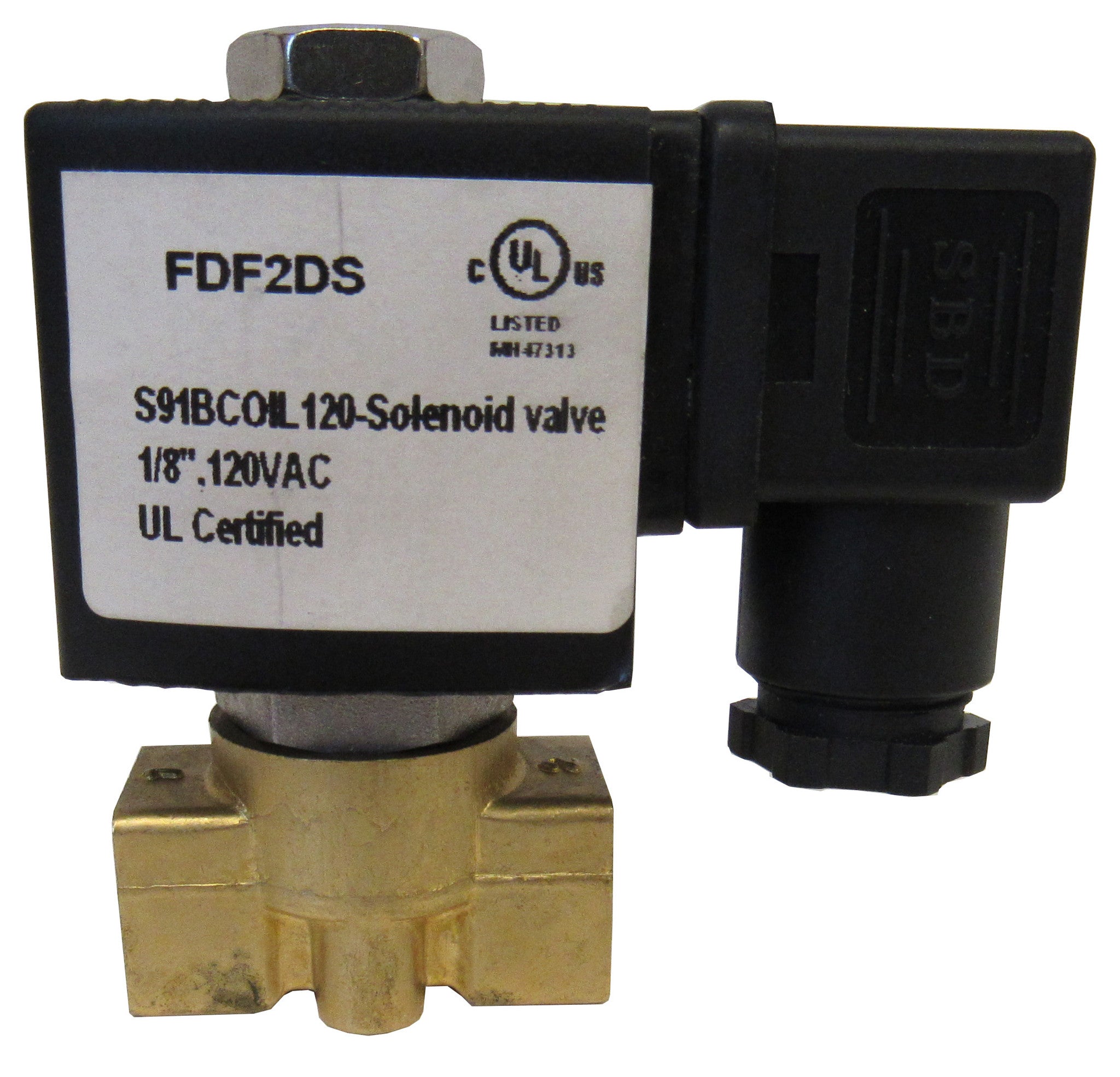 Solenoid Valve, 1/8 Inch NPT, Brass Body, 120 VAC Coil, Viton Seal