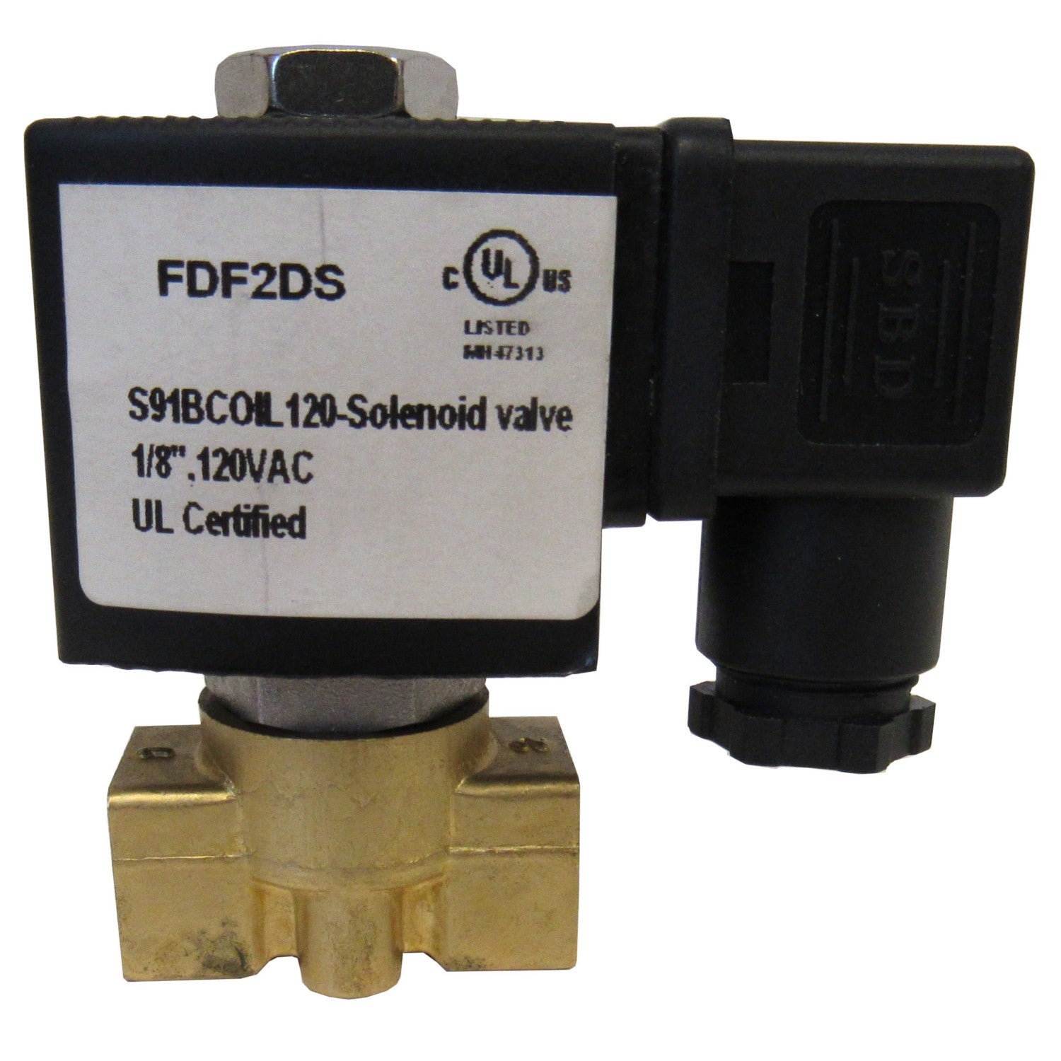 Solenoid Valve, 1/8 Inch NPT, Brass Body, 120 VAC Coil, Viton Seal