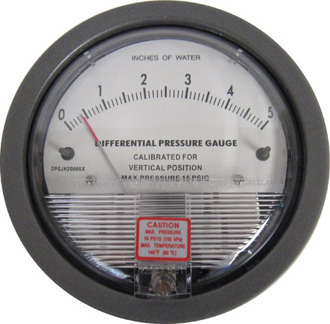 Differential Pressure Gauge, 0-5 Inches of Water