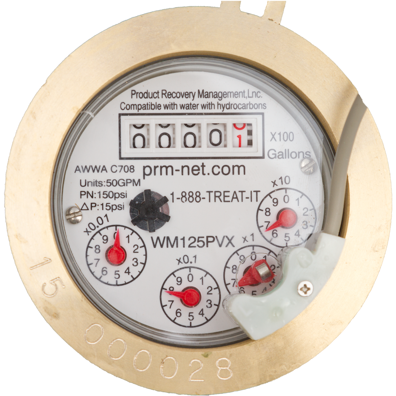 PRM 1/2 Inch Multi-Jet Brass Totalizing Water Meter with Pulse Output