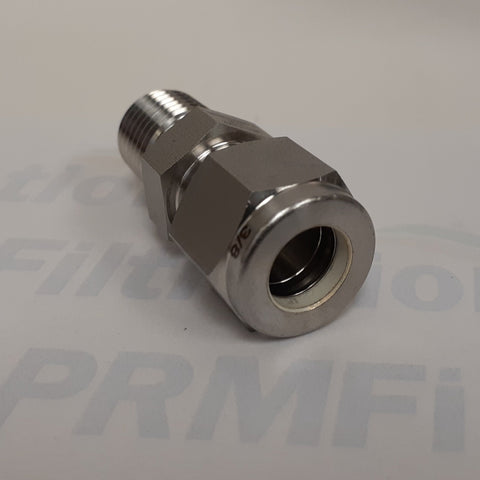 316 SS Compression Fitting, 3/8 Inch Tube X 1/4 Inch NPT Reducing Connector