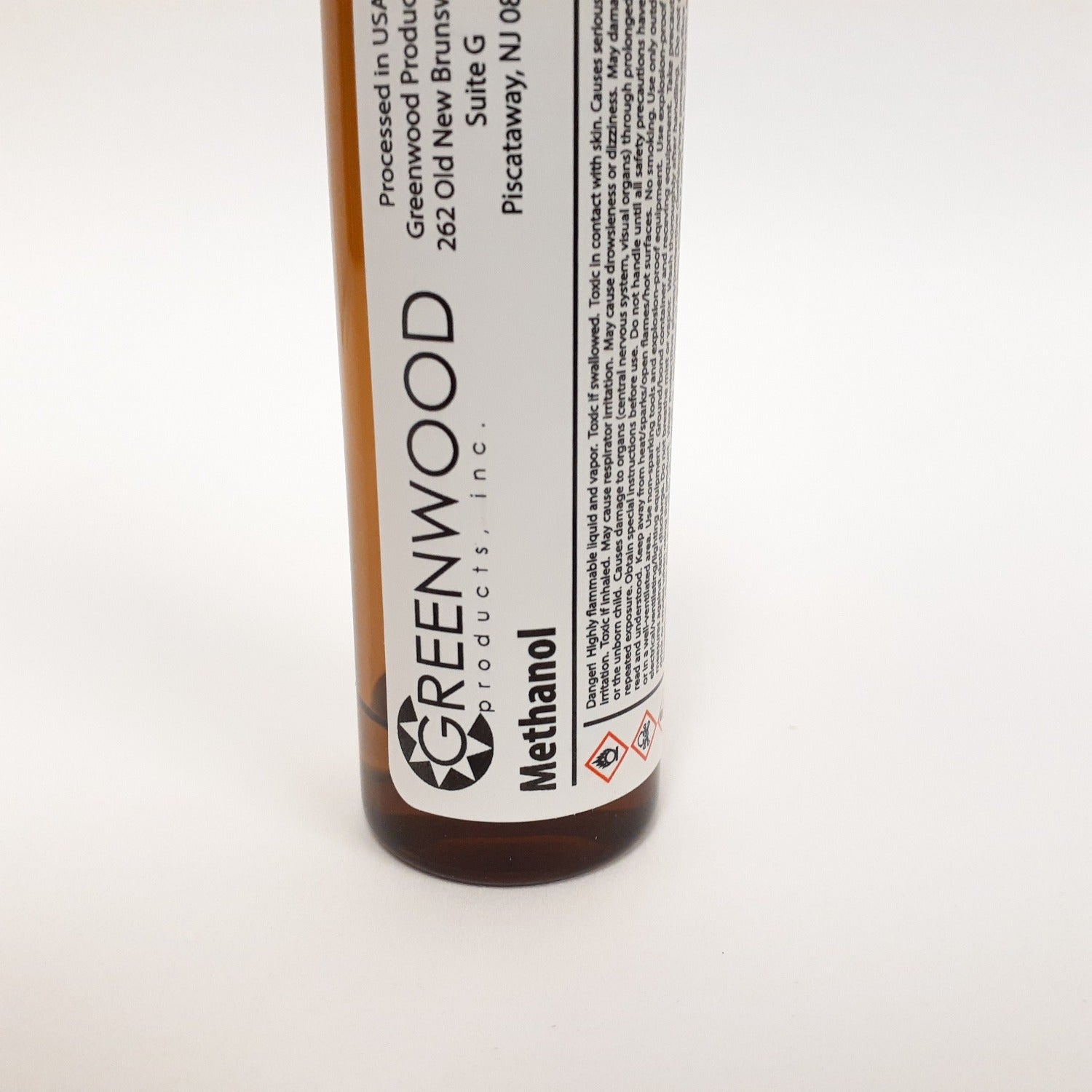 Preserved 40mL Amber VOA Vial Bonded T/S Septa w/5mL P&T Methanol w/Tare Weight, Certified w/C.O.A. (72/cs) Greenwood Products 03A-40MET5WBS723