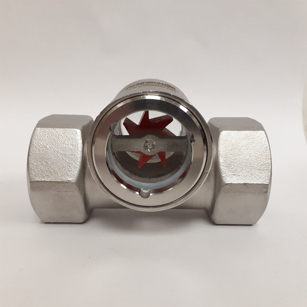 PRM Sight Flow Indicator, 1 Inch, 316 Stainless Steel, PTFE Seal and Impeller