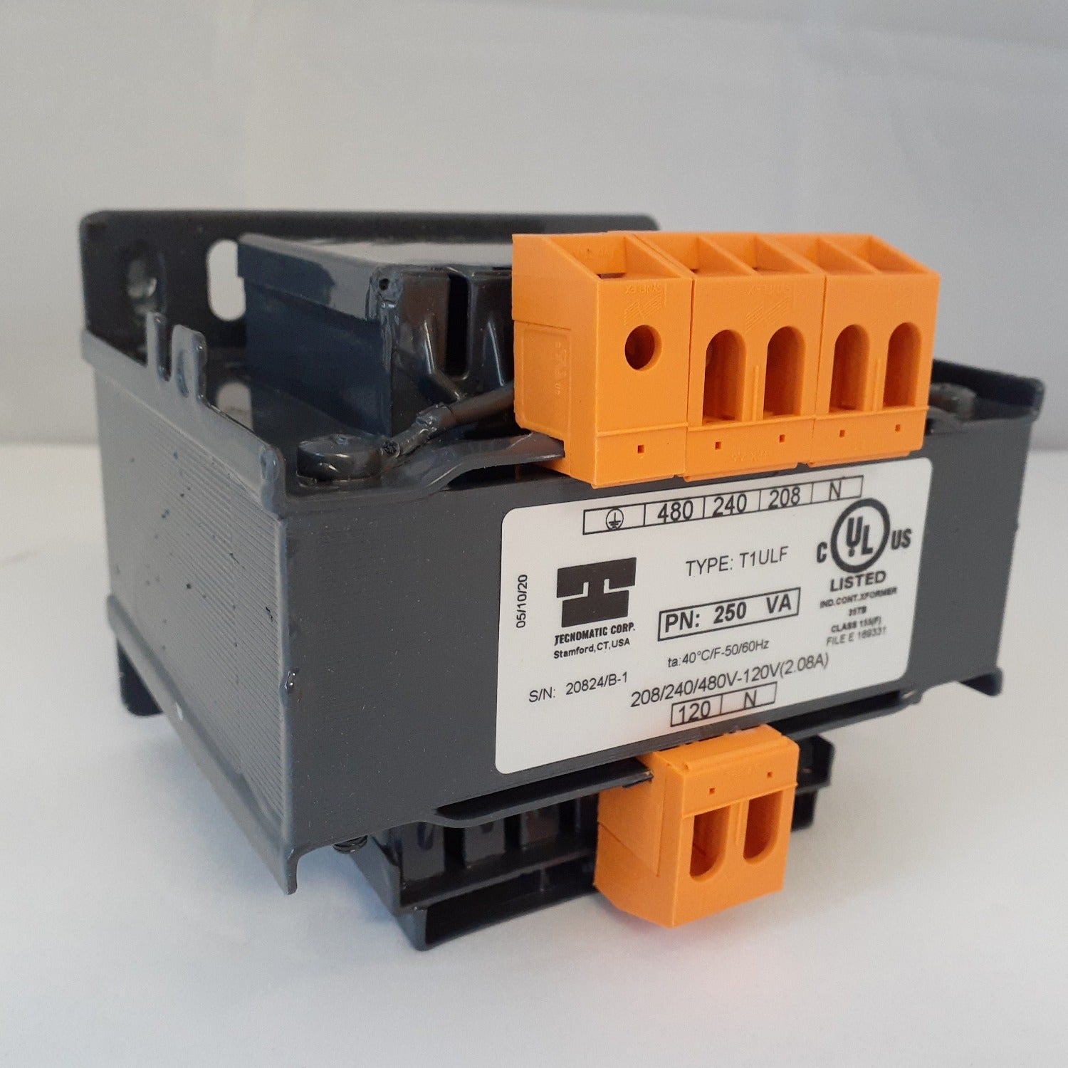 Tecnomatic Panel Mount T1ULF Multi Voltage Control Transformer 250VA, Single Phase, UL Listed