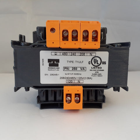 Tecnomatic Panel Mount T1ULF Multi Voltage Control Transformer 250VA, Single Phase, UL Listed