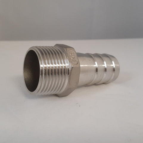 304 Stainless Steel Hex Hose Barb Adapter, 1 Inch ID Hose Barb x 1 Inch Male NPT