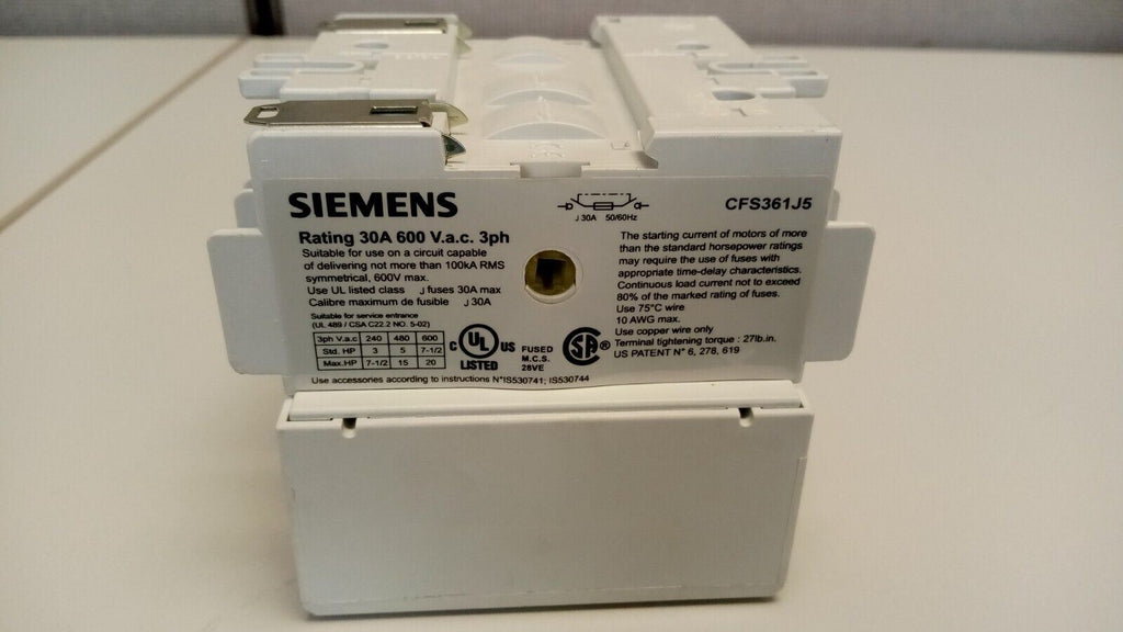 Siemens Low Voltage Circuit Protection CFS361J5