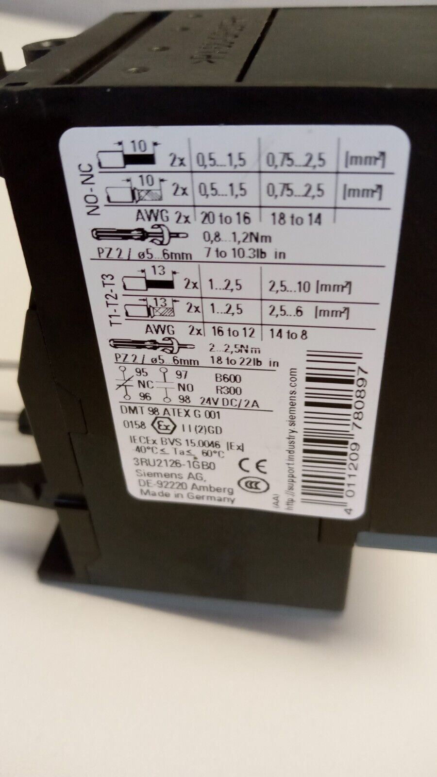 SIEMENS 3RU2126-1GB0 Overload Relay- New Old Stock