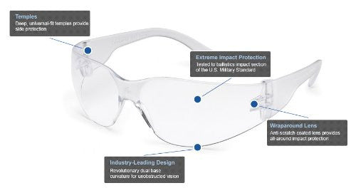 Gateway Safety Starlite 460M Safety Glasses, Clear In/Out Mirror Lens, Clear Temple, Lightweight