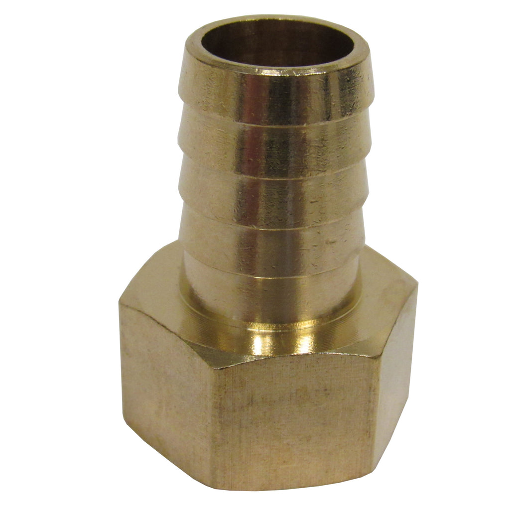 BRASS HOSE BARBS - STRAIGHT FITTING ADAPTERS, FEMALE NPT X HOSE BARB - 3/8 INCH 