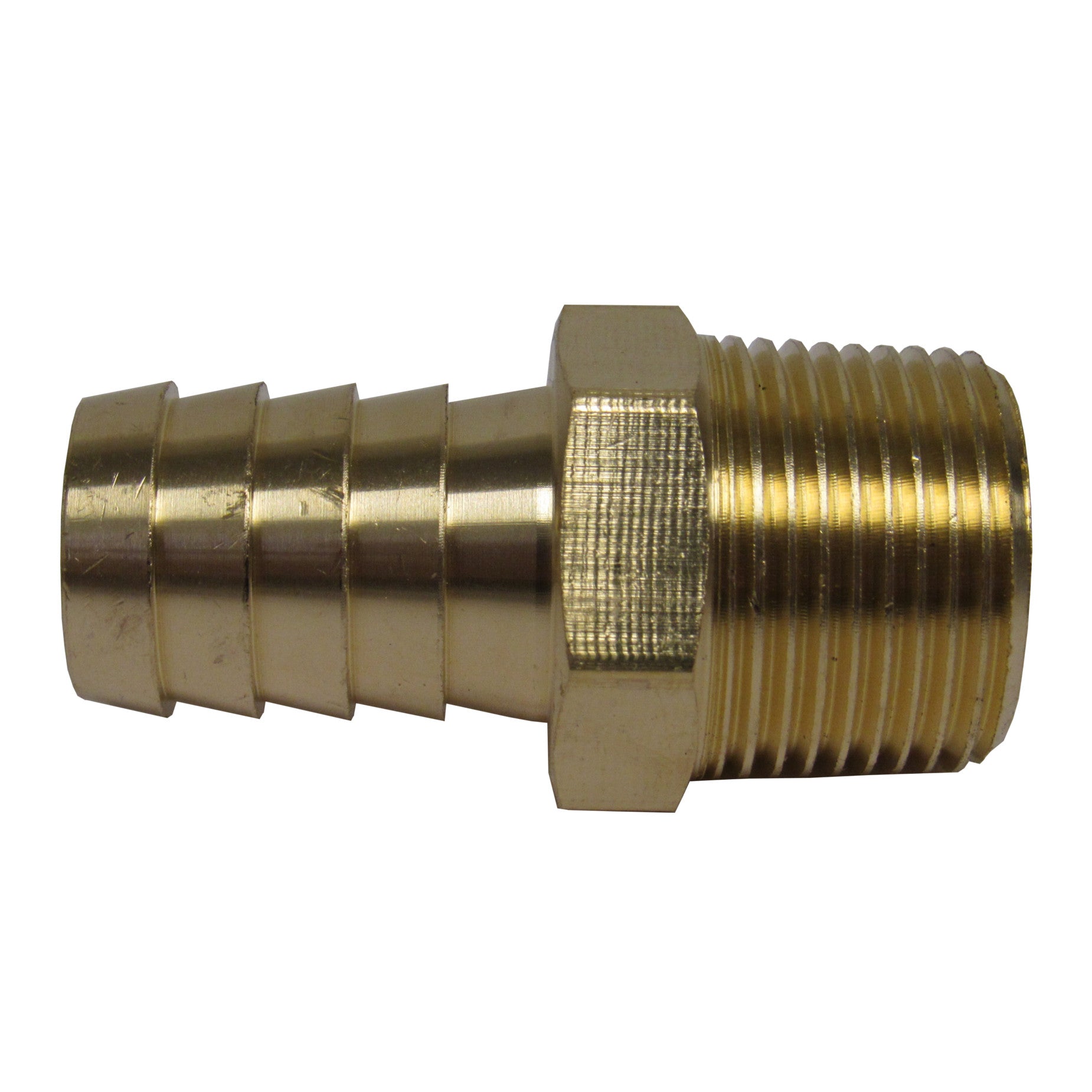 BRASS HOSE BARBS - STRAIGHT FITTING ADAPTERS, MALE NPT X HOSE BARB - 3/8 INCH 