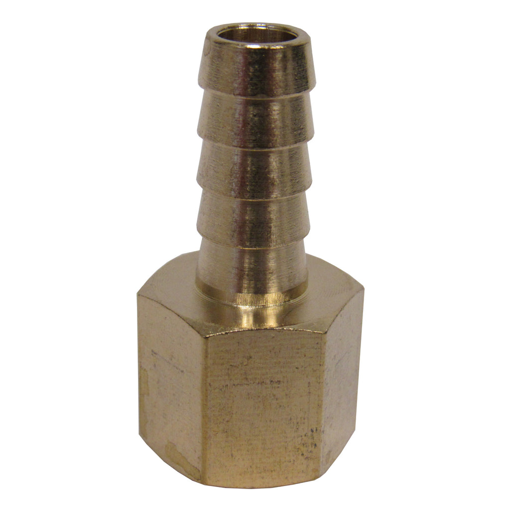 BRASS HOSE BARBS - STRAIGHT FITTING ADAPTERS, FEMALE NPT X HOSE BARB - 1/2 INCH 