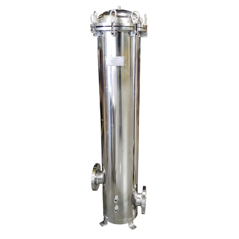 PRM 304 Stainless Steel 6 Cartridge Filter Housing, Uses 40" Cartridges, 3 Inch Flange In/Out