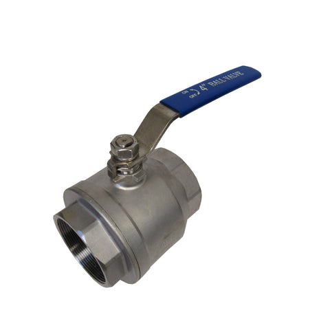 TANA 4 Inch Full Port Ball Valve Stainless Steel 304 Heavy Duty for Water, Oil, and Gas with Blue Vinyl Handle (4" NPT)
