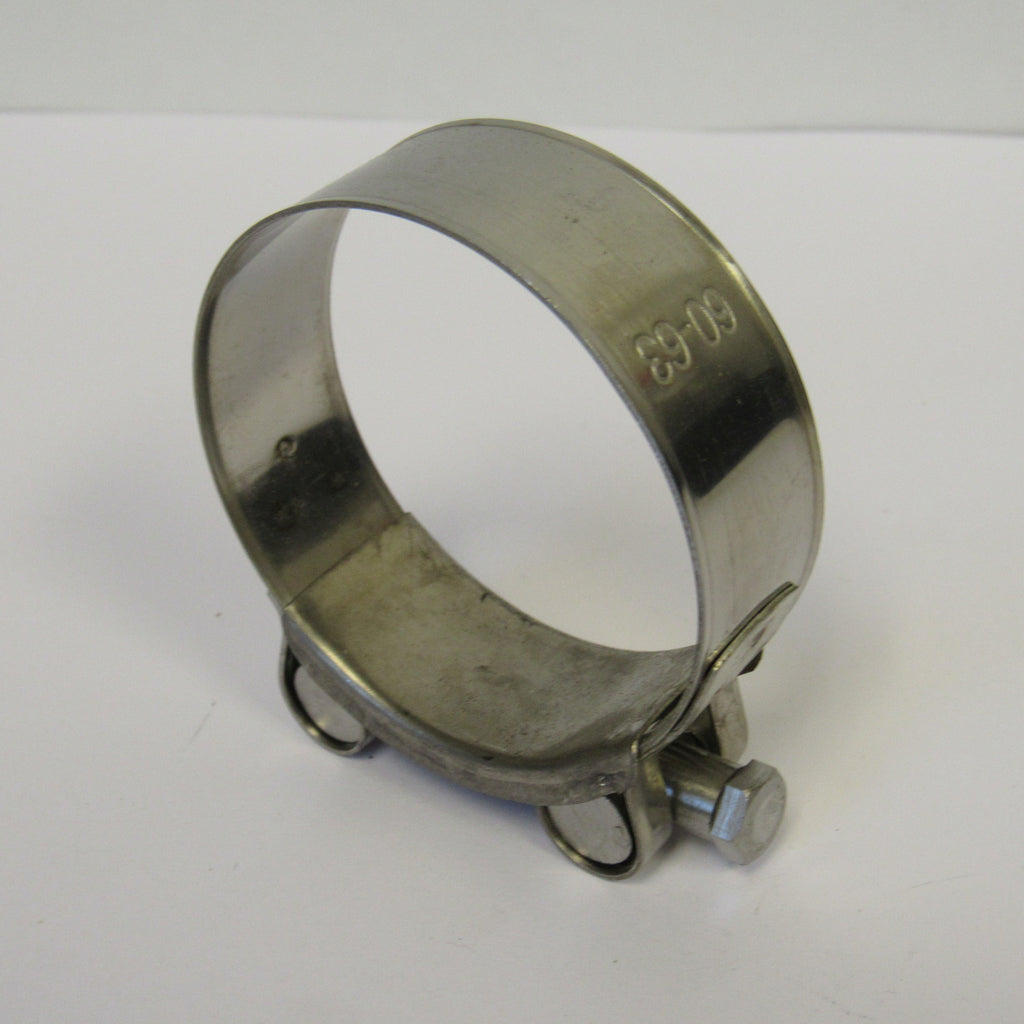 60-63 mm (2.36" to 2.48") Heavy Duty T-Bolt Hose Clamps, 304 Stainless Steel